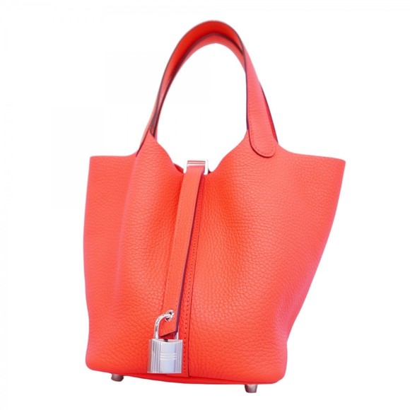 Hermes Hermès Picotin Lock PM Handbag in Taurillon Clemence Leather with Oran... - Picture 1 of 8